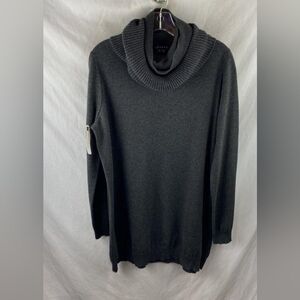 Theory Charcoal Cowl Turtleneck Sweater,  Large, Cotton/Cashmere